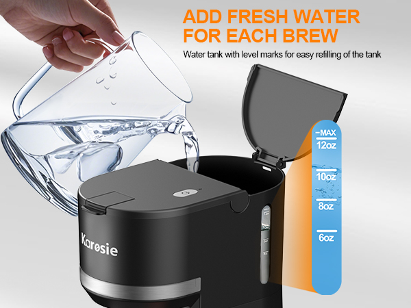 ADD FRESH WATER FOR EACH BREW