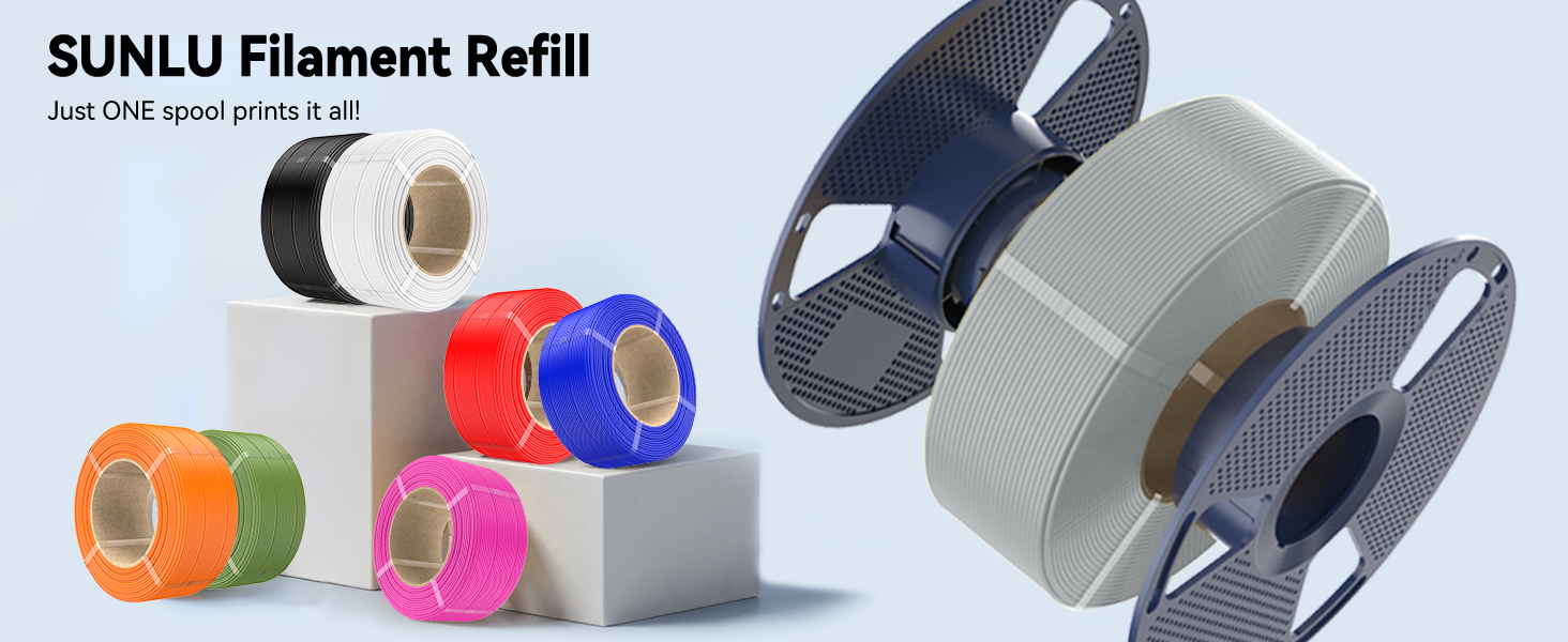 SUNLU 4KG PLA+2.0 3D Printer Filament Refill, High Toughness 3D Filaments Refill