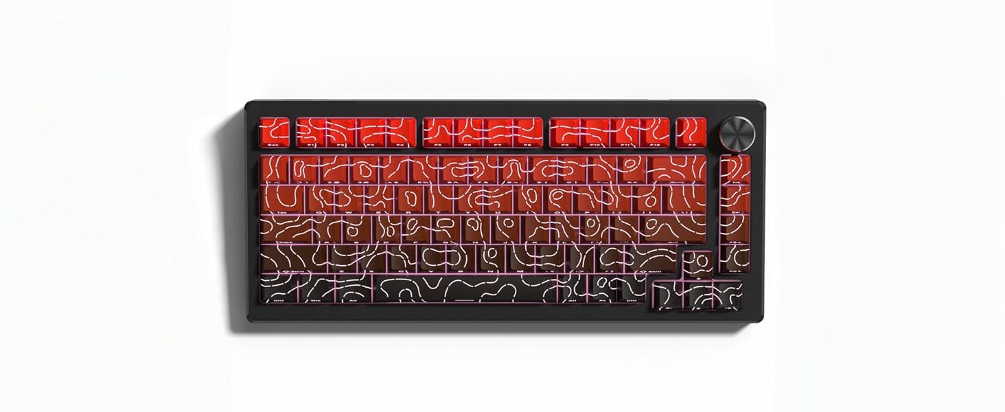 Double Shot PBT keycaps 119 Keys Set White Topographic Shine Through keycaps Cherry Profile Key caps