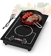 VBGK Induction Cooktop,110V 2300W 2 burner hot plate with Knob Control,9 Power Levels, Kids Lock ...