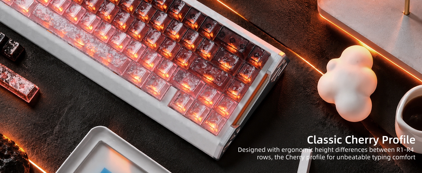 Clear Keycaps, Translucent Keycaps Set Keyboard Caps Cherry Profile,Custom Shine through Keycaps