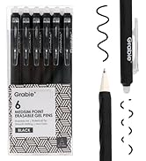 Grabie Erasable Gel Pens, Medium Point 0.7 mm Erasable Pens, Make Mistakes Disappear for Drawing ...