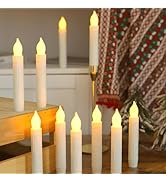 Lezonic Flameless Battery Operated Candlesticks Flickering, 12Pcs White LED Battery Christmas Win...