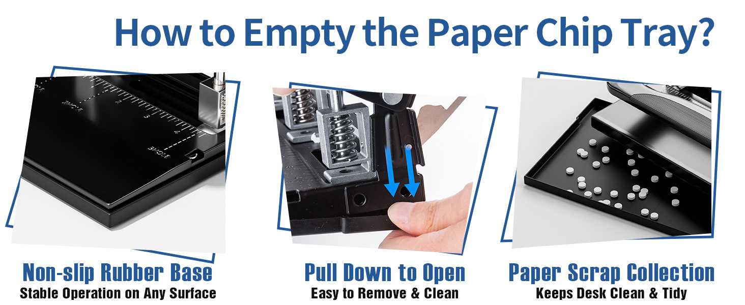XOOL 3 Hole Punch, Heavy Duty Metal Hole Puncher for 2 or 3 Holes