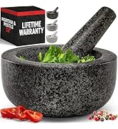Priority Chef Heavy Duty Large 2 Cup Mortar and Pestle Set,100% Granite, Non Slip Base, Make Fres...