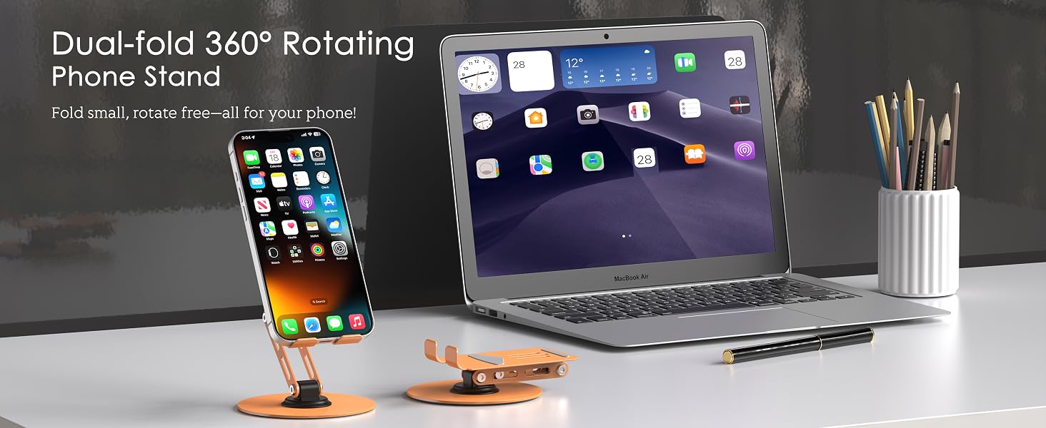 Dual-fold 360° Rotating Phone Stand Make Your Life simple