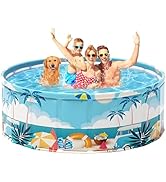 Foldable Swimming Pool for Kids 78.7"x17.7" Hard Plastic Portable Dog Pool Anti-Slip Collapsible ...