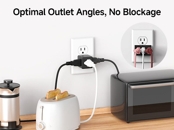 Compact 3 outlet extension adapter, perfect for home or office use with multi plug outlet design