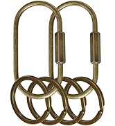 Yebongda Key Chain, Brass Key Rings 2 Pack Screw Lock Key Organizer with 4 Rings Carabiner Keycha...