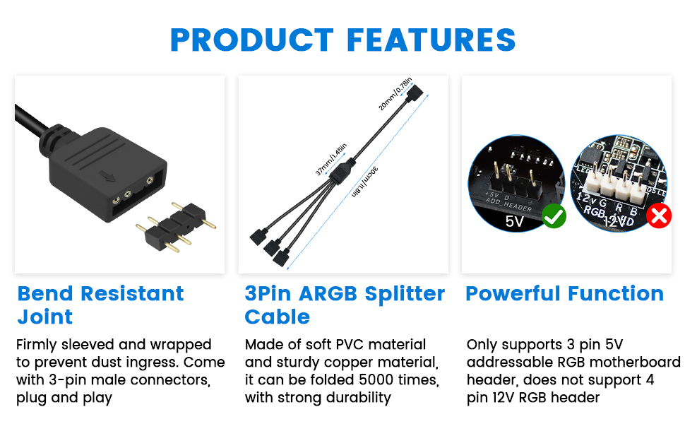 1-to-3 argb splitter cable