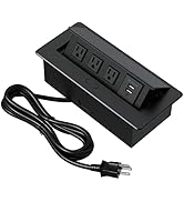 KYHSHJ Connection Box Desktop Pop Up Outlet with 2 USB Ports & 3 Outlets(Black)