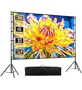 Projector Screen with Stand,Portable Heavy Duty Bracket Projector Screen 16:9 4K HD Rear Front Pr...