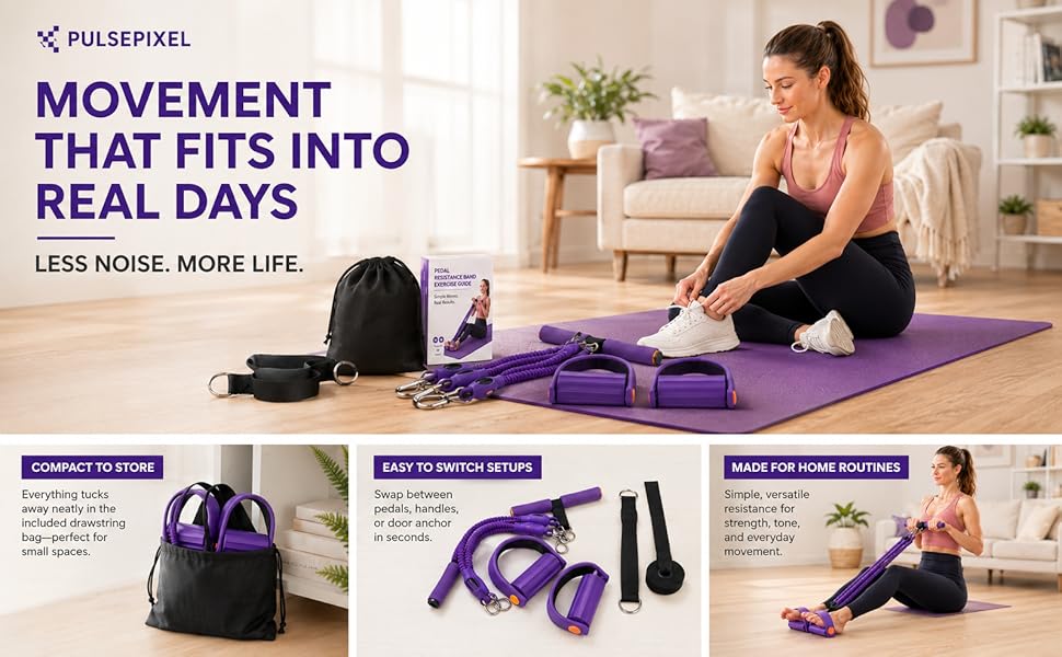 PulsePixel foot pedal resistance band kit for real daily movement