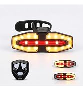 Bike Tail Light with Turn Signals, USB Rechargeable Rear Bike Light with Alarm, 5 Modes Split/Int...