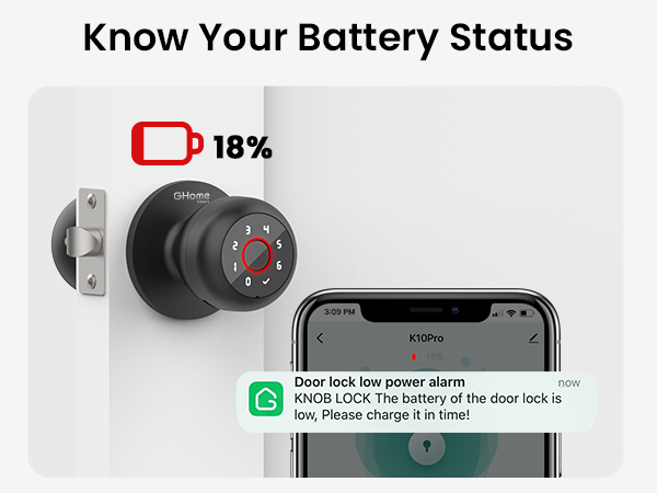 ghome smart door knob for family secure lock fingerprint