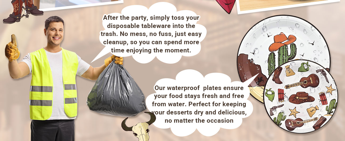 bandana plates rustic country Wild West cowboy birthday party celebration paper plates napkins