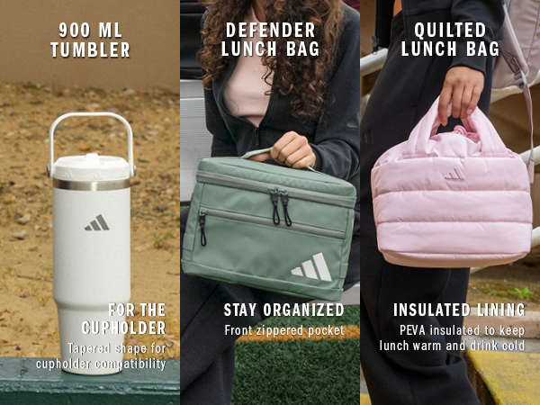 adidas water bottle and lunch bags
