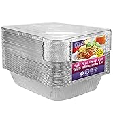 Nicole Home Collection Aluminum Pans With Lids Half Size 9x13 Extra Heavy Duty, Disposable Foil P...