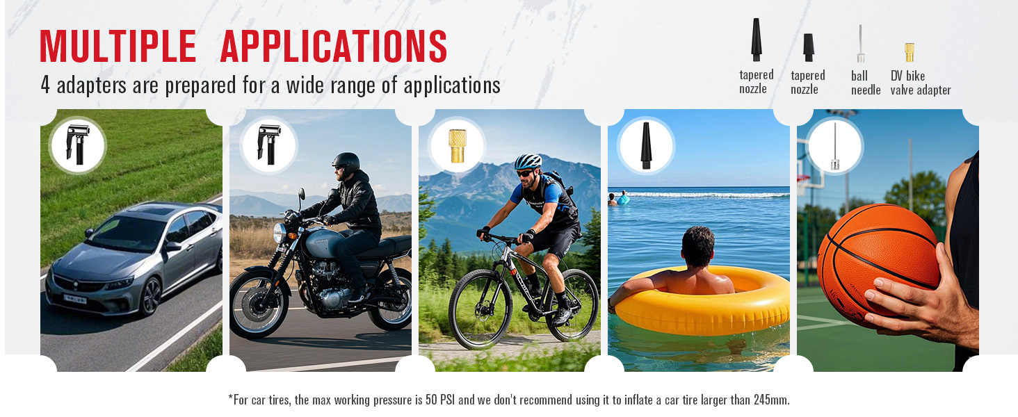 AC/DC portable tire inflator applications