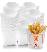 Mr Miracle White Paper French Fry Holder (Pack of 50) | Parties, Events, Takeout | 3.5 Ounces | G...