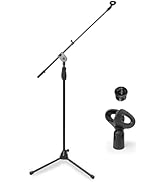 AxcessAbles MS-201TB Tripod Microphone Stand with One-Handed Clutch Height Adjustment, Adjustable...
