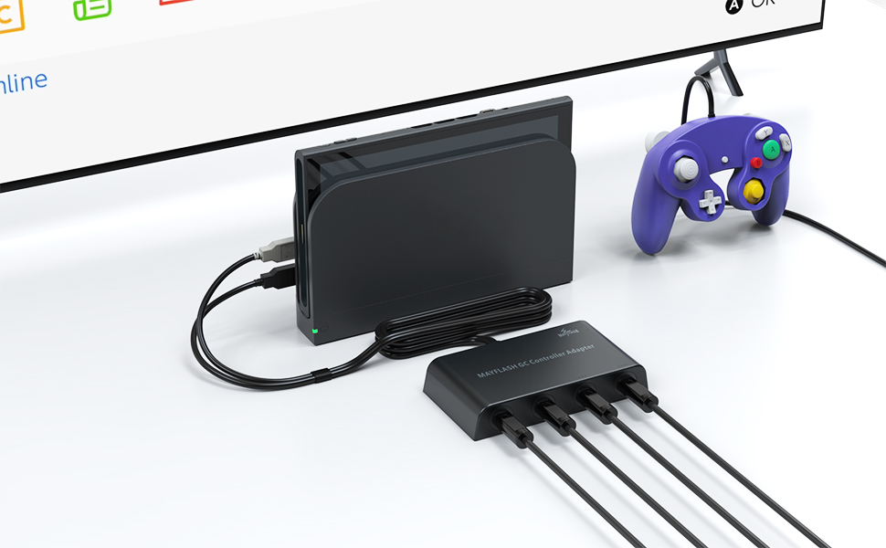 MAYFLASH Gamecube Controller Adapter for Wii U, PC Windows and Switch/Switch 2, 4 Ports