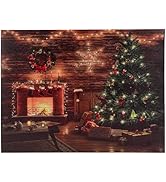 SOFFEE DESIGN 16'' x 12'' LED Christmas Canvas Prints Wall Art, Light Up Snowy Scene Picture for ...