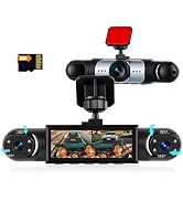 360 Degree View 4 Channel Dash Cam Front and Rear Inside Left Right, 3.16 Inch 1080P Dash Camera ...