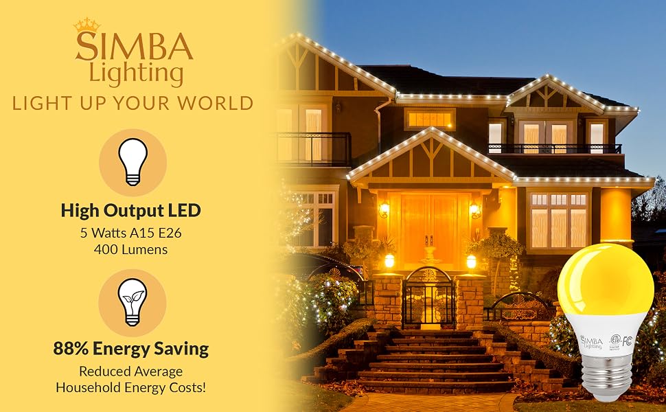 Simba Lighting LED bug light a15 e26 standard medium screw base 5 watt 40w 120v 400 lumens