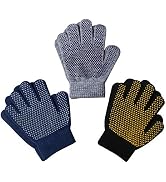 EvridWear Boys Girls Magic Stretch Gripper Gloves 3 Pair Pack Assortment, Kids One Size Winter Wa...