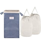 MCleanPin Large Laundry Hamper Collapsible with 2 Removeable Laundry Bags &amp; Sorting Card, Dirty C...