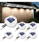ROSHWEY Gutter Lights, 6 Pack Solar Patio Decor Lights with 9 LED Waterproof Fence Lights for Eav...