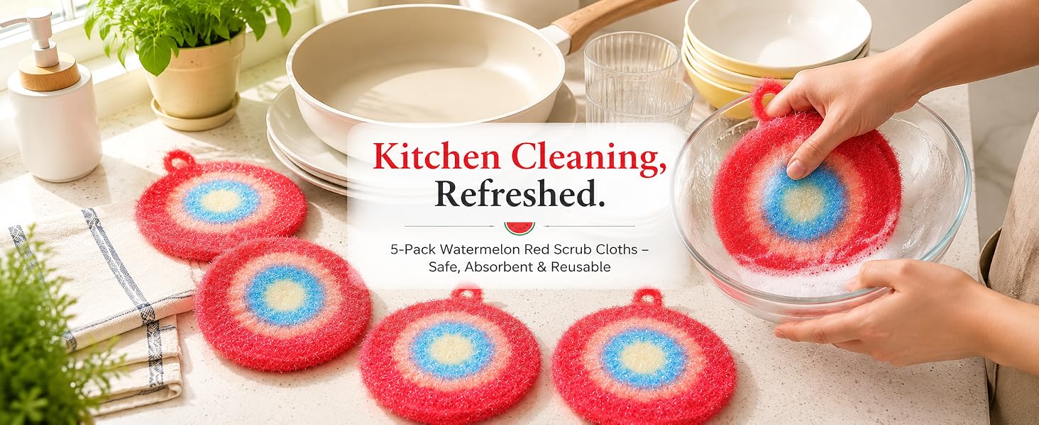 5 Pack Thickened Round Dish Scrubbers