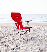 Caribbean Joe Folding Beach Chair, 4 Position Portable Backpack Foldable Camping Chair with Headr...