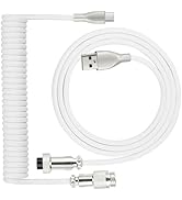 WENZIYAXU Custom Coiled Mechanical Keyboard Cable, USB Type-C Keyboard Wire, White Braided with S...