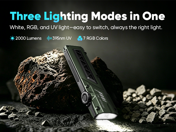 Three lighting modes in one edc flashlight