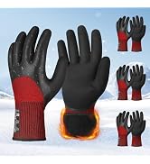 Schwer 3 Pairs FreezeGuard Winter Work Gloves, 3/4 Double-Dipped Thermally Insulated Gloves with ...
