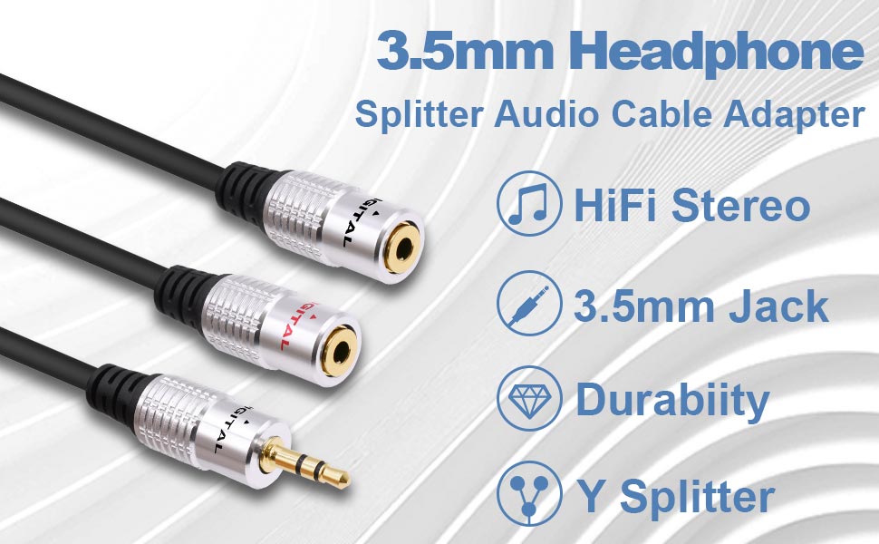 3.5mm Headphone 1male to 2 female Splitter Audio Cable