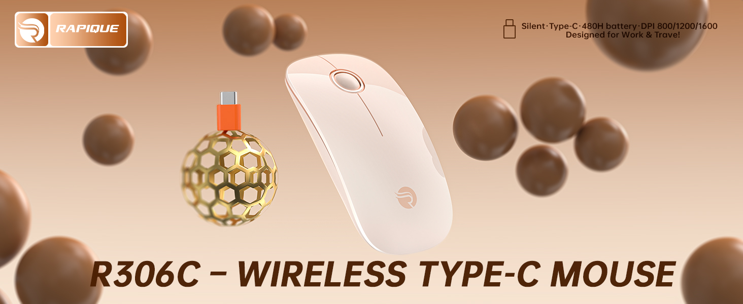 R306C USB C Wireless Mouse for Macbook, iPad, Chromebook