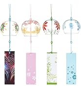 BENECREAT 4 Styles Japanese Wind Chimes, Cherry, Orchid, Fireworks, Morning Glory Wind Bells Hand...