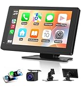 Haudio 7" Portable Wireless CarPlay &amp; Android Auto Screen for Car, HD Touchscreen, Backup Camera,...