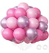 OuMuaMua Pink Balloons Set, 62Pcs Metallic Light Hot Baby Latex Balloons for Women Girls Baby Sho...