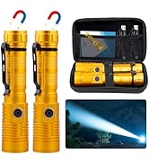 Small Tactical Flashlights High Lumens - 1500 Meters Long Beam Super Bright LED Magnetic Flashlig...