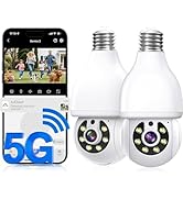 JCMNETE Light Bulb Security Camera, 5G&amp;2.4GHz WiFi Light Bulb Camera Outdoor, 2-in-1 LED Lightbul...