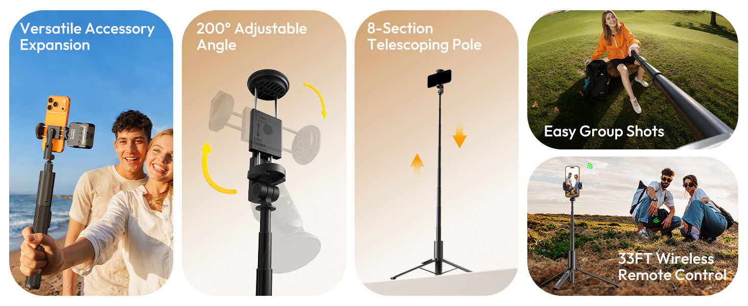 hands-free portable wireless phone tripod with cold shoe mount for camera light,travel,group photos