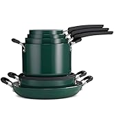 Tramontina Ceramic Non Stick 11-Piece Nesting Pots and Pans Set with Lids - Stackable Nonstick Co...