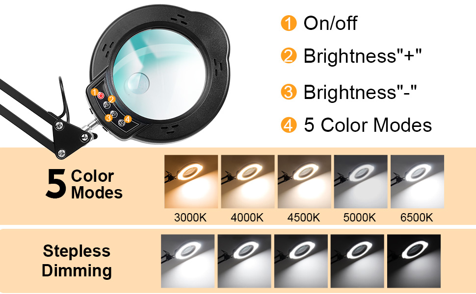 desk magnifying glass with light