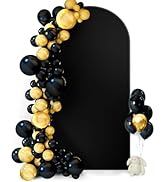 Hemmotop 7.2 ft Arch Backdrop Cover Black, Double-Sided Spandex Arch Covers Stretchy Backdrop for...