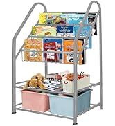aboxoo Metal Kids Bookshelf Grey Toy Chests &amp; Organizers Large Freestanding for Children Toy Ches...