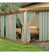 HolidayIdeas Outdoor Curtains for Patio Waterproof, 6 Panels - 54x95 Inches - Weatherproof Privac...